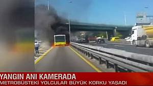 ZEYTİNBURNU'NDA METROBÜSÜ ALEVLER SARDI - İŞTE O ANLAR